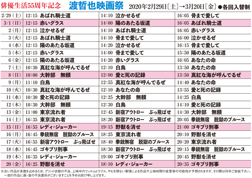 俳優生活55周年記念 渡哲也映画祭
